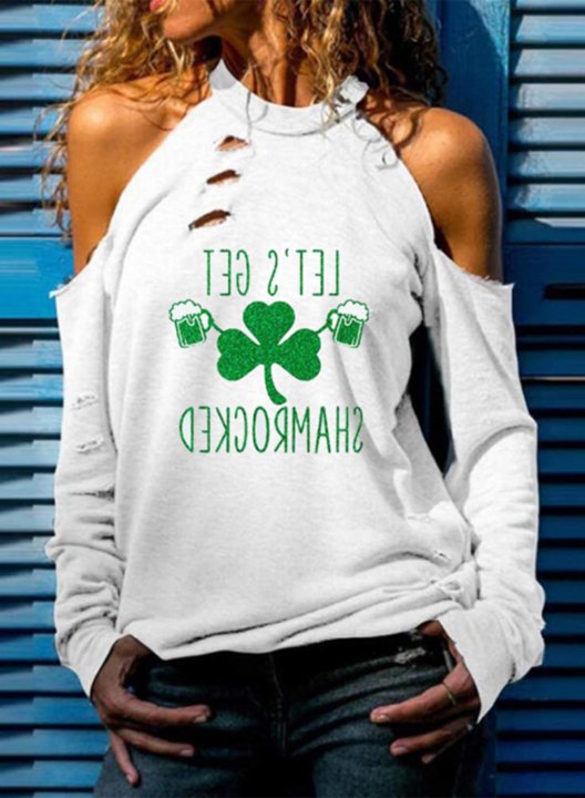 Women's St Patrick's Day Sweatshirt Let's Go Shamrocked Round Neck Long Sleeve Casual T-shirts