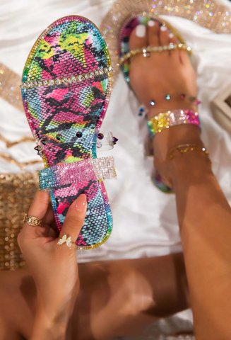 Women's Sandals Multicolor Rubber Low Daily Beach Sandals