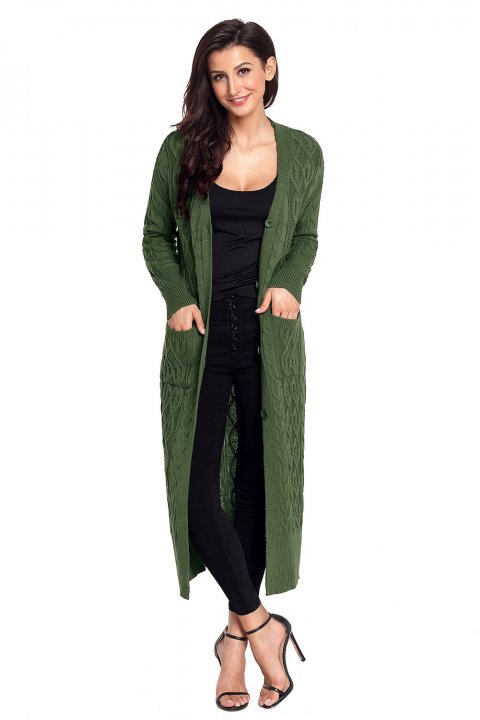 Women's Cardigans Cable Knit Long Cardigan