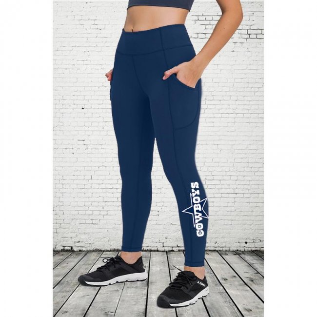 DALLAS COWBOYS Women's High Pocket Waist Yoga Pants Slimming Booty Leggings Workout Running Butt Lift Tights