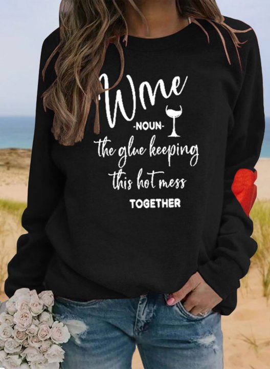 Wine The Glue Holding This 2020 Sweatshirt Casual Crew Neck Print Long Sleeve Sweatshirts