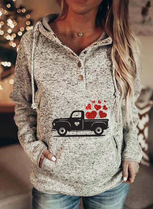 Women's Hoodies Long Sleeve Casual Button Pocket Drawstring Hoodie