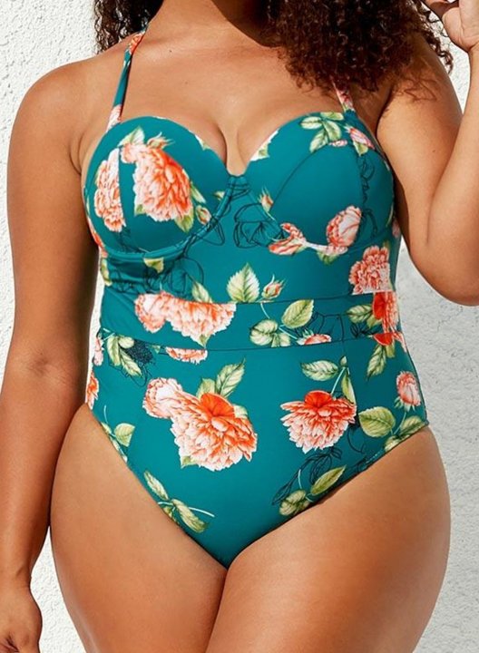 Women's One Piece Swimwear Floral Plus Size One-Piece Swimsuits One-Piece Bathing Suits