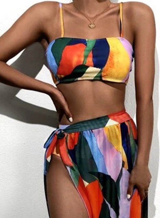 Women's Swimsuits Multicolor Beach Casual Three-Piece Swimsuit Bathing Suits