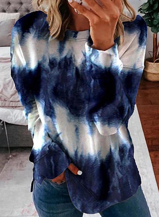 Tie Dye Round Neck Long Sleeves Sweatshirt