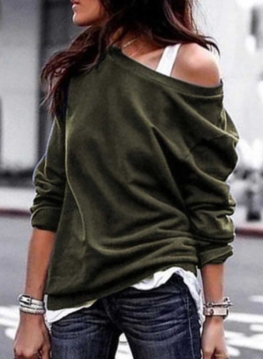 Off Shoulder Casual Sweatershirt