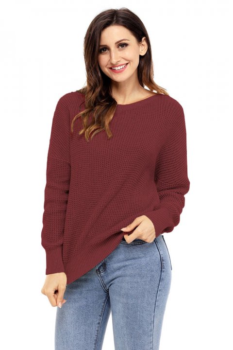 Women's Sweaters Cross Back Hollow-out Knitted Pullover Sweaters