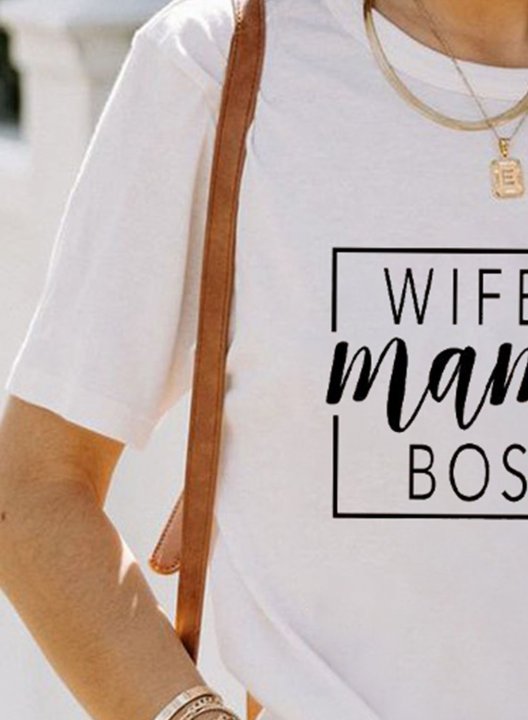 Women's T-shirts Wife Mama Boss Print Mother's Day T-shirt