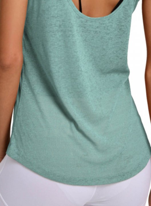 Women's Tank Tops Solid Sleeveless Round Neck Casual Sporty Tank Top