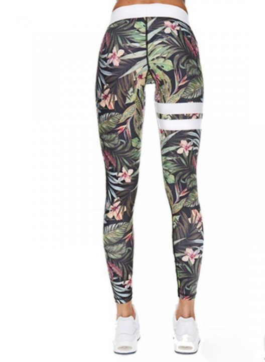 Women's Leggings Slim Camouflage Tropical Mid Waist Casual Sporty Leggings