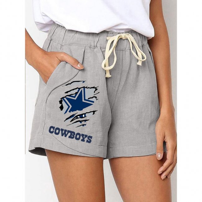 Dallas Cowboys Printed Drawstring Elastic Waist Casual Shorts