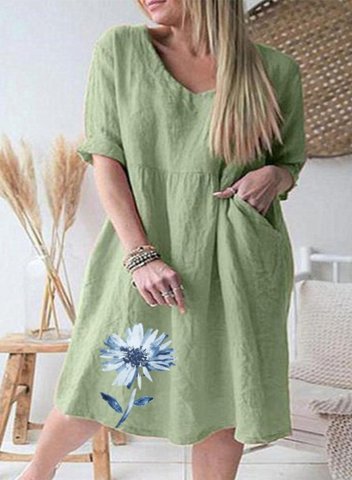 Women's Mini Dresses Fashion Floral Short Sleeve Round Neck A-line Daily Dress