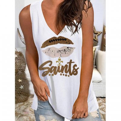 Women's New Orleans Saints Team Loose V-neck Sleeveless T-Shirt Top