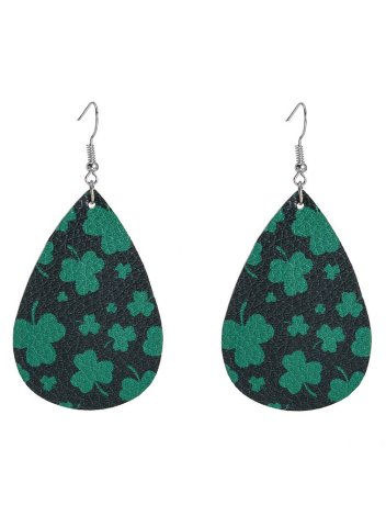 Women's Earrings Solid Plant St Patrick's Day Clover Leather Earrings