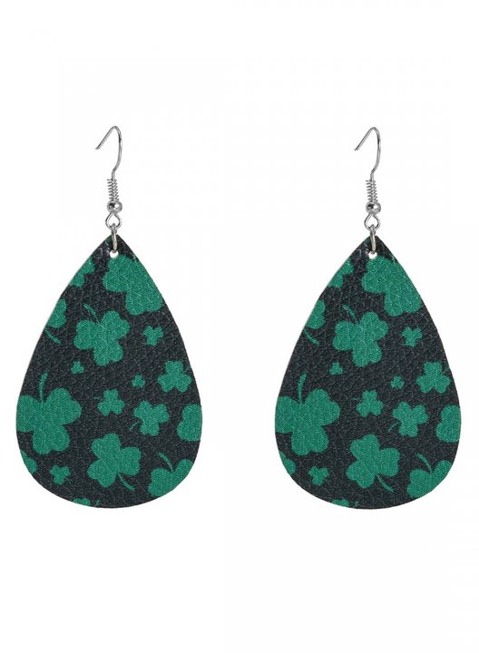 Women's Earrings Solid Plant St Patrick's Day Clover Leather Earrings