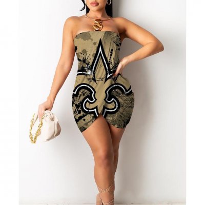 New Orleans Saints Printed Irregular Bandeau Midi Dress