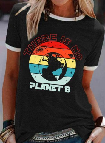 Women's there is no planet b T-shirts Summer Daily Graphic Black T-shirts