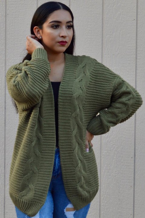 Women's Cardigans Chunky Wide Long Sleeve Knit Cardigan