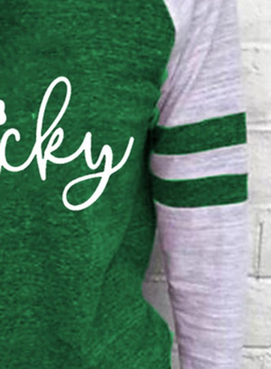 Women's Lucky Shamrock St Patrick's Day Shirt Clover Long Sleeve Round Neck Daily Casual T-Shirt