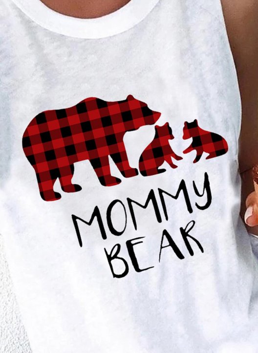 Women's Mommy Bear Tank Tops Multicolor Sleeveless Round Neck Daily Tank Top