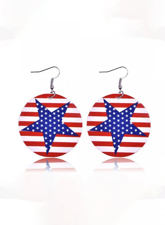 Women's Earrings American Flag Circle Earrings