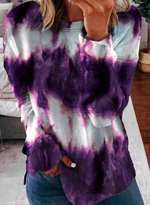 Tie Dye Round Neck Long Sleeves Sweatshirt