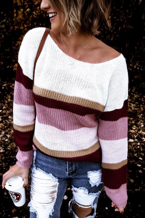 Women's Sweaters Color-lump Patchwork Sweaters