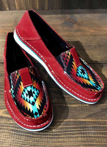 Women's Canvas Sneakers Aztec Geometric Slip On Canvas Sneakers