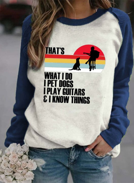 Women's Sweatshirts That's what I do I pet Dogs I Play Drums& I know Things Casual Daily Sweatshirts