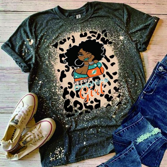 Short Sleeves Round Neck Miami Dolphins Girl T-Shirt