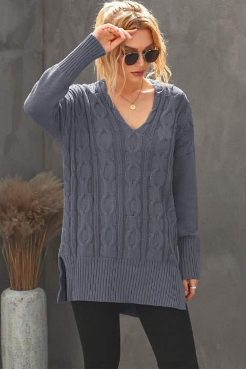 Women's Sweaters Oversized Cozy up V Neck Cut-out Knit Pullover Sweaters