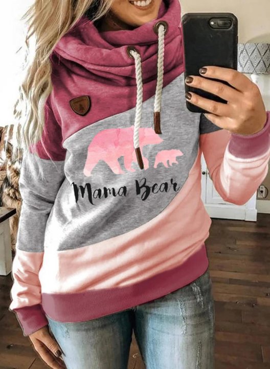 Women's Hoodies Christmas Color-block Animal Print Long Sleeve Hoodie