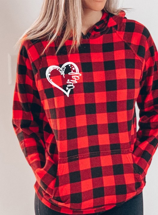 Women's Hoodies Plaid Pocket Long Sleeve Casual Hoodies