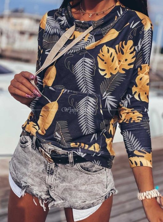 Floral Long Sleeve Round Neck Casual Sweatshirt