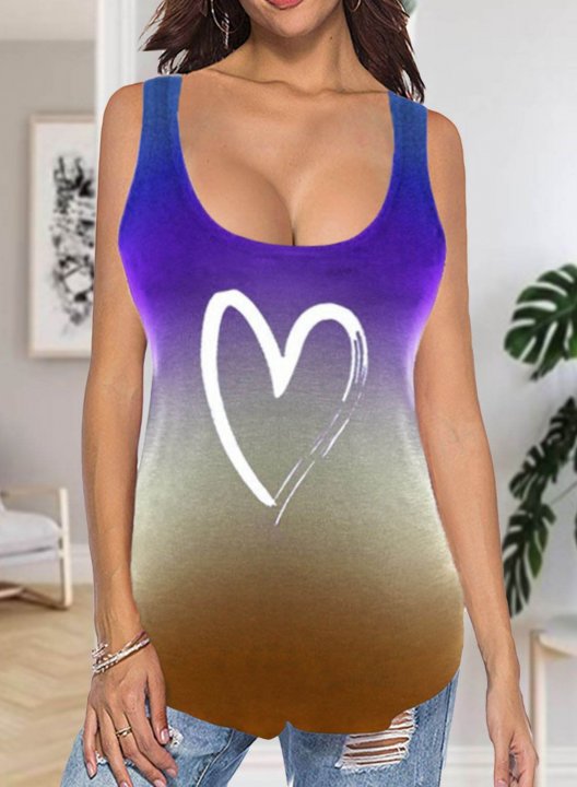 Women's Tank Tops Color Block Heart-shaped Sleeveless U Neck Daily Casual Tank Top