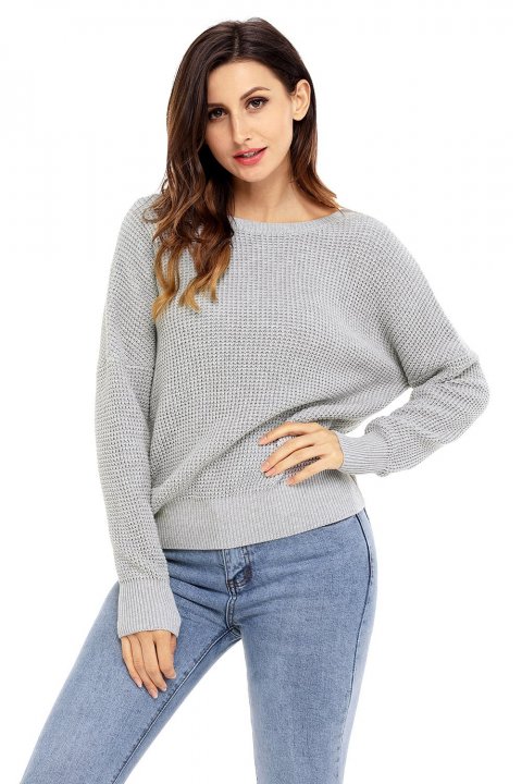 Women's Sweaters Cross Back Hollow-out Knitted Pullover Sweaters