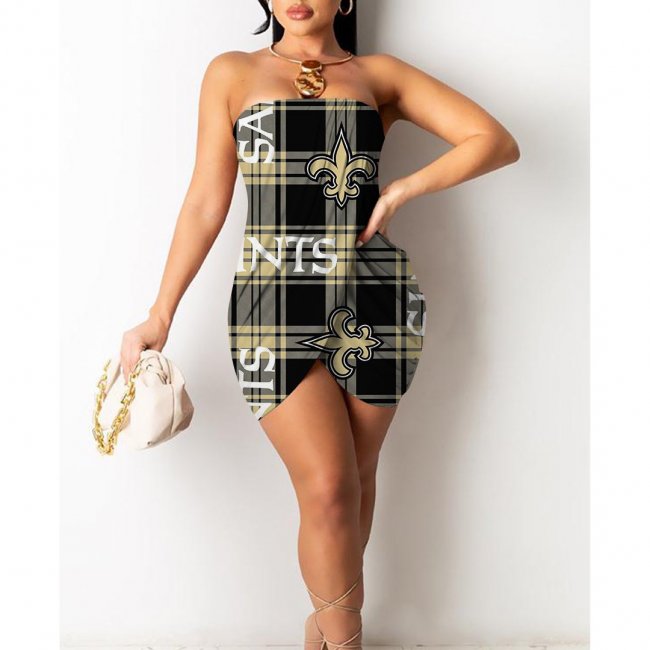 New Orleans Saints Printed Irregular Bandeau Midi Dress