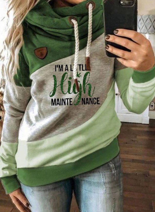 Women's I'm A Little High Maintenance Print Hoodies Drawstring Color Block Letter Hoodies