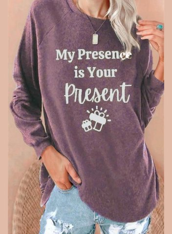Women's Sweatshirts My Present is Your Present Print Long Sleeve Round Neck Sweatshirt