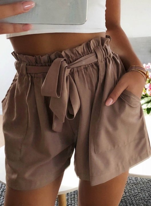 Women's Shorts Solid Wide Leg High Waist Belt Summer Vacation Casual Daily Shorts