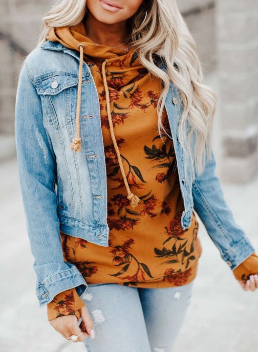 Floral Hooded Casual Hoodie