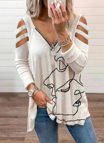 Women's Tunic Tops Casual Color Block Zip V Neck Long Sleeve Daily Tops