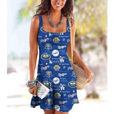 Los Angeles Dodgers Tube Top Team Print Sleeveless Vest Dress