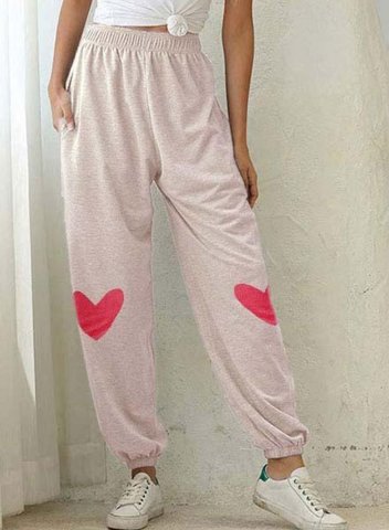 Women's Joggers Color Block Heart-shaped Straight High Waist Full Length Casual Joggers