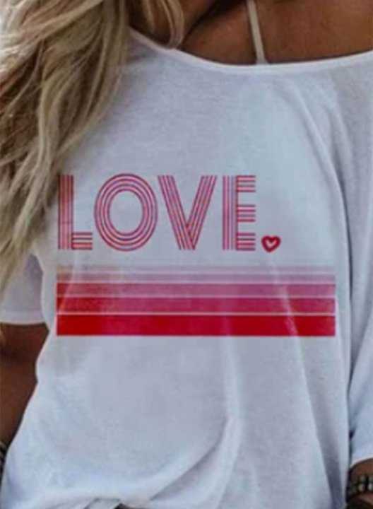 Women's T-shirts Letter Love Print Short Sleeve Round Neck Daily T-shirt