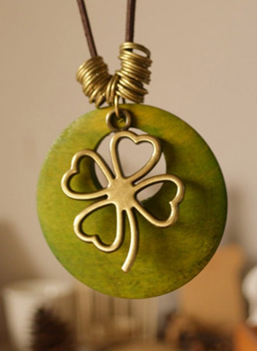 Women's Necklaces Clover-print Alloy Casual Necklace