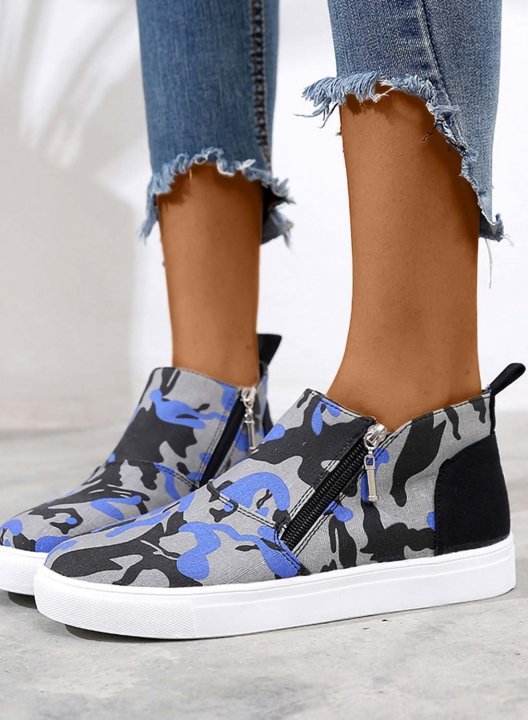 Women's Shoes Canvas Camouflage Casual Zipper Shoes