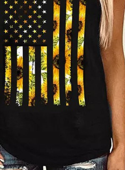 Women's Sunflower American Flag Tank Tops