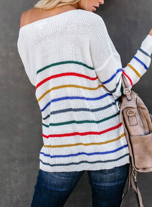 Striped Loose Fit Knit One Shoulder Top