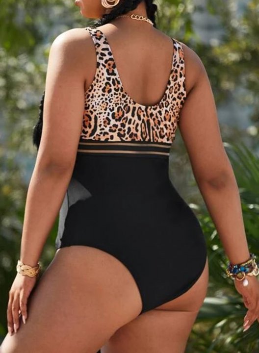 Women's One Piece Swimwear Leopard Plus Size One-Piece Swimsuits One-Piece Bathing Suits